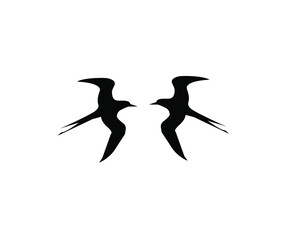 Two Swallows Flying Silhouette. Vector Swallow Clipart
