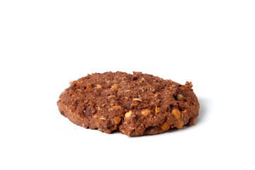 Cocoa cookie with nuts isolated on white