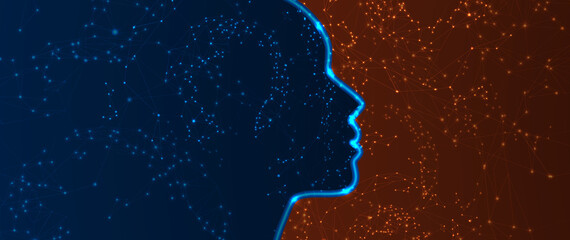 Abstract Artificial intelligence. Cloud computing. Machine learning. Technology web background. Virtual concept