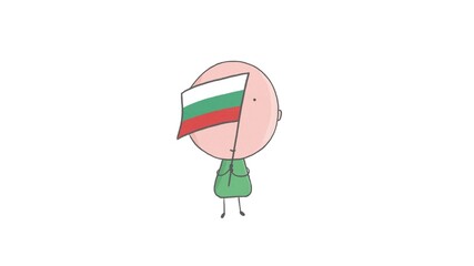 Pencil drawing of a boy holding a Bulgarian flag
