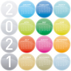 Colorful Circles Calendar for Year 2021