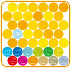 Colorful Circles Calendar for Year 2021