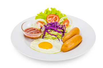 Sausage with salad for breakfast