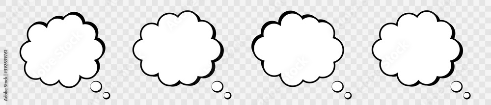 Fototapete blank retro comic speech bubble. set clouds isolated on gray background. vector design elements for 