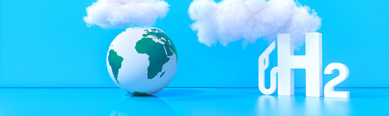 Blue Hydrogen filling H2 Gas Pump station icon isolated on background - H2 energy concept