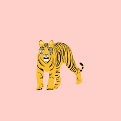 Tiger on the pink background