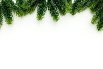 Obraz premium Spruce branch on christmas or new year on white background .