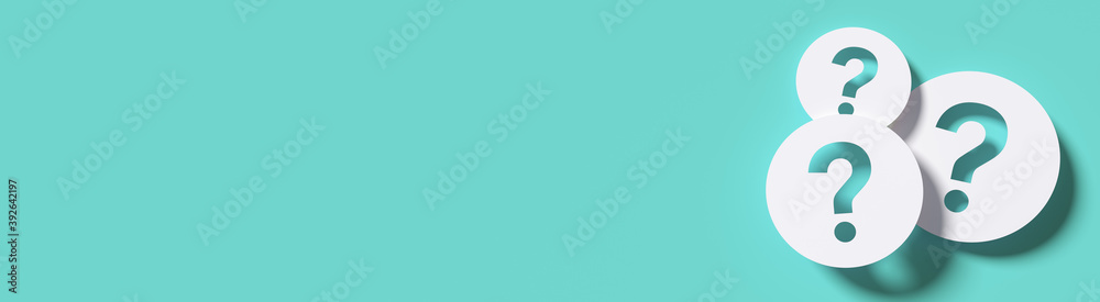 Wall mural question mark in front of a red color wall background. business support concept - 3d rendering.