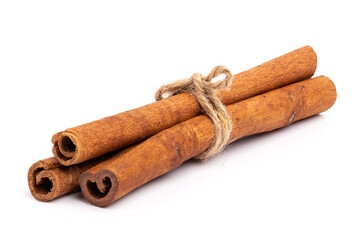 Cinnamon sticks isolated on white background