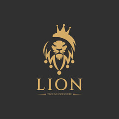 Lion king logo design template. Vector illustration