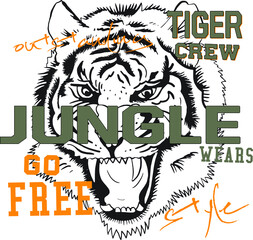 Big cats themed vector label and print design.