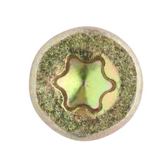 Hex flange head from galvanized concrete masonry screw.