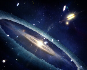 Abstract space wallpaper. Black hole with nebula in outer space. Elements of this image furnished...