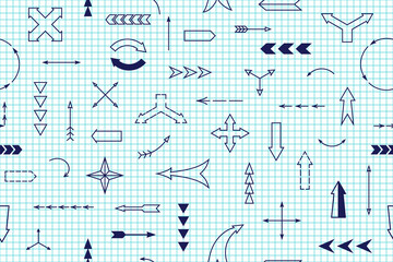arrows. seamless pattern with blue icons.