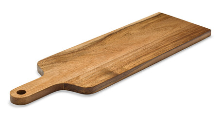 Cutting board made of natural wood, photo isolated from the background