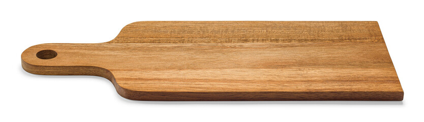 Cutting board made of natural wood, photo isolated from the background