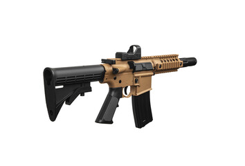 Air rifle isolate on a white back. A copy of a real military carbine. Weapons for sports and...