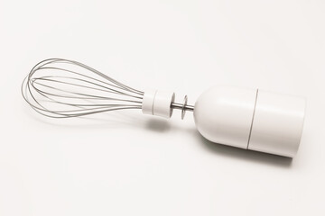whisk isolated on white background. Flat lay top-down