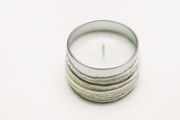 candle in glass on white background