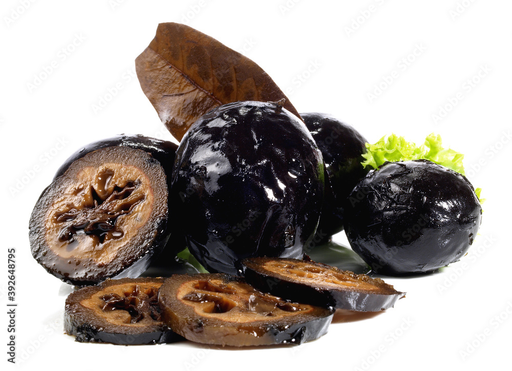 Wall mural Marinated black Walnuts - Fine Speciality for Cheese Isolated - Wall murals