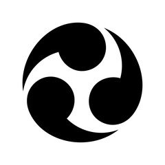 三つ巴のシルエット素材_イラスト