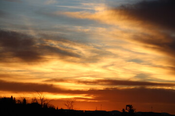 Fototapeta na wymiar Sunrise In The Clouds, Capilano Park, Edmonton, Alberta