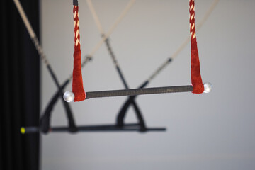 Empty standing trapezes, circus swing - 392649327