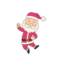 santa claus joyfully jumping. cartoon vector illustration. isolated on white background