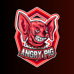 angry pig e sport mascot logo