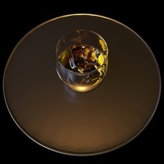 glass of whiskey with ice, 3d illustration