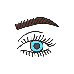 Eyelash and eyebrow lamination color line icon. Pictogram for web page, mobile app, promo.
