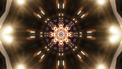 Bright Kaleidoscope visual with  abstract flame fractal. 