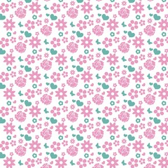 pink floral pattern on white background