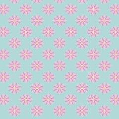 pink floral pattern on green background