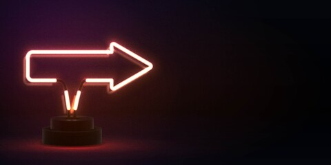 Vector realistic isolated neon sign of Arrow logo with copy space for invitation decoration and template covering.