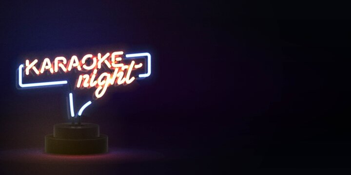 Vector realistic isolated neon sign of Karaoke Night flyer for template decoration and invitation covering. Concept of karaoke, night club and music.