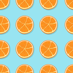 Seamless pattern of rings of orange on a blue background. Vector illustration.
