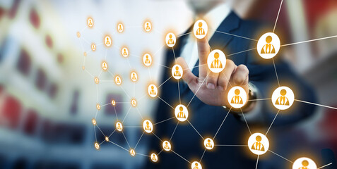 man touching network in the screen