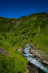 Fototapeta na wymiar Waterfall at the Fossestien in Norway