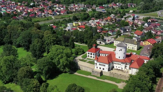 Aerial view of Budatinsky Castle in Zilina, Slovakia