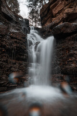 Close shot of a waterfall