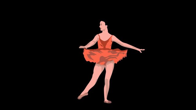 Cartoon Ballerina, Female Ballet Dancer Animation - Seamless Looping