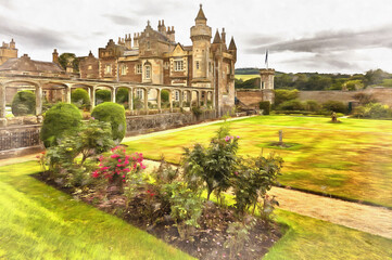 Fototapeta premium Old palace beautiful view colorful painting looks like picture.