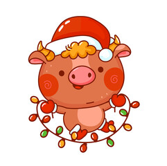Cute funny New Year symbol bull