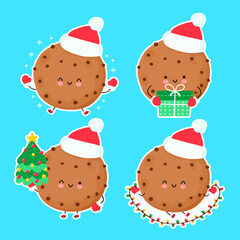 Cute happy funny christmas cookie set