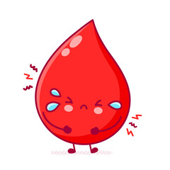 Cute sad sick blood drop. Vector