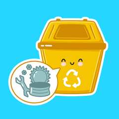 Cute happy garbage container for metal