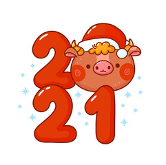 Cute funny 2021 New Year symbol bull