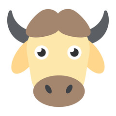 
A cute cow head with two horns
