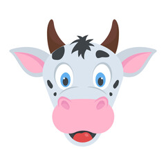 Obraz na płótnie Canvas A cute cow head with two horns 
